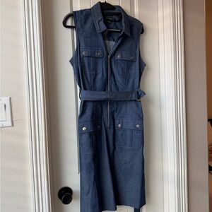Denim Sleeveless Belted Dress